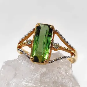 Green Tourmaline Diamond Ring