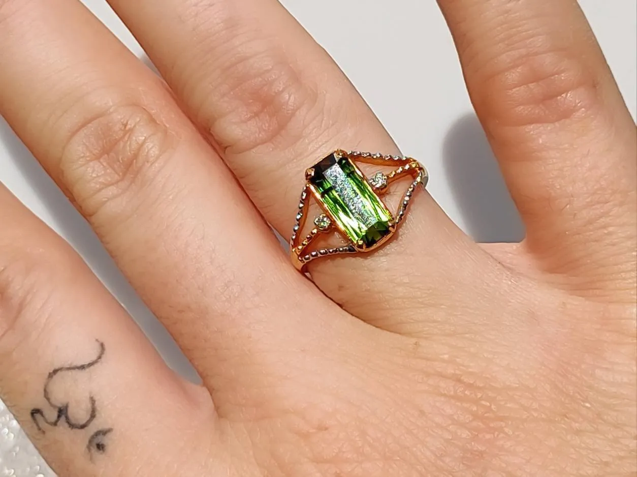 Green Tourmaline Diamond Ring