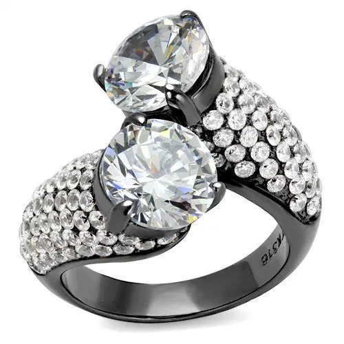 Gun Stainless Steel Ring AAA GRD CZ Clear TK2674 for Women Style Light