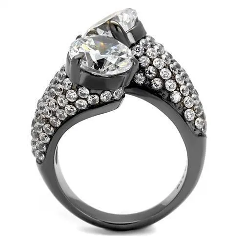 Gun Stainless Steel Ring AAA GRD CZ Clear TK2674 for Women Style Light