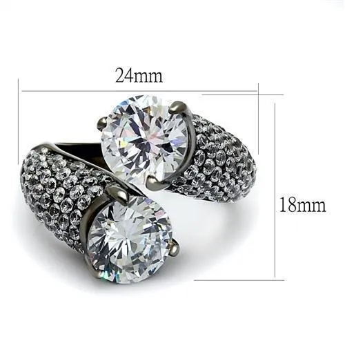 Gun Stainless Steel Ring AAA GRD CZ Clear TK2674 for Women Style Light