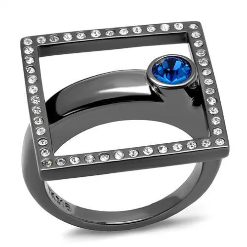 Gun Stainless Steel Ring Top GRD Crystal Capri Blue TK2808 for Women Style Light