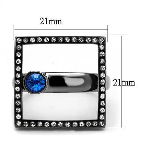 Gun Stainless Steel Ring Top GRD Crystal Capri Blue TK2808 for Women Style Light