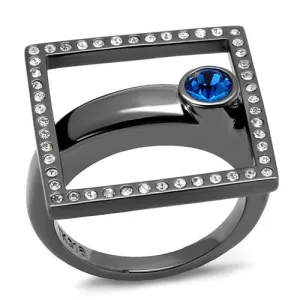 Gun Stainless Steel Ring Top GRD Crystal Capri Blue TK2808 for Women Style Light