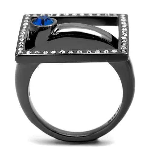 Gun Stainless Steel Ring Top GRD Crystal Capri Blue TK2808 for Women Style Light