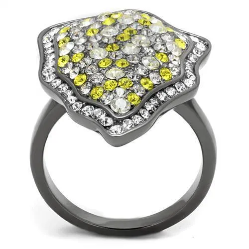 Gun Stainless Steel Ring Top GRD Crystal Multi TK2805 for Women Style Light