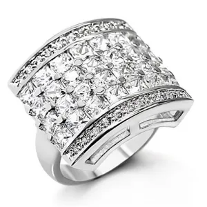 High-Polished 925 Sterling Silver Ring with AAA Grade CZ in Clear for Women Style 7X174