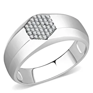 High polished (no plating) Stainless Steel Ring with AAA Grade CZ in Clear for Women Style DA281