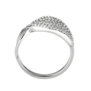 High polished (no plating) Stainless Steel Ring with AAA Grade CZ in Clear for Women Style DA388