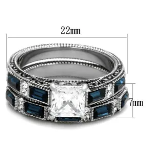 High polished (no plating) Stainless Steel Ring with AAA Grade CZ in Clear for Women Style TK1829