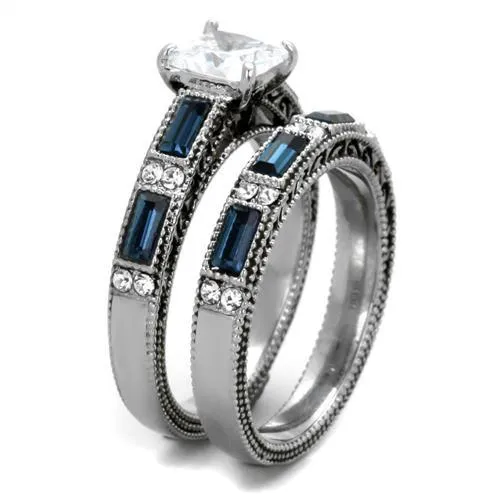 High polished (no plating) Stainless Steel Ring with AAA Grade CZ in Clear for Women Style TK1829