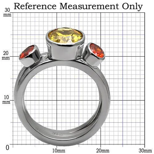 High polished (no plating) Stainless Steel Ring with AAA Grade CZ in Multi Color for Women Style TK095