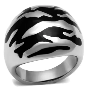 High polished (no plating) Stainless Steel Ring with Epoxy in Jet for Women Style TK672