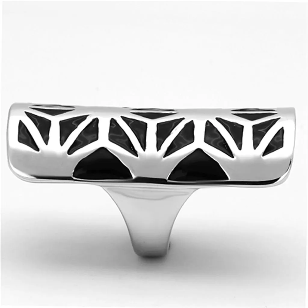 High polished (no plating) Stainless Steel Ring with Epoxy in Jet for Women Style TK918