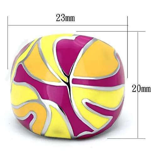 High polished (no plating) Stainless Steel Ring with Epoxy in Multi Color for Women Style TK834