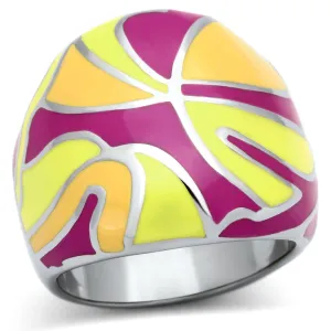 High polished (no plating) Stainless Steel Ring with Epoxy in Multi Color for Women Style TK834