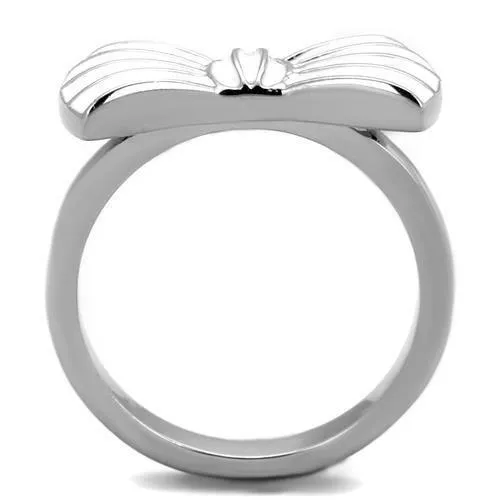 High polished (no plating) Stainless Steel Ring with Epoxy in White for Women Style TK2028