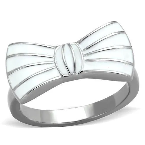 High polished (no plating) Stainless Steel Ring with Epoxy in White for Women Style TK2028