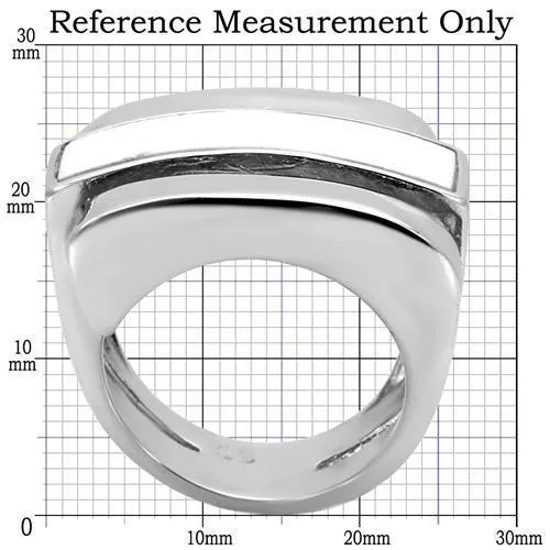 High polished (no plating) Stainless Steel Ring with Semi-Precious Agate in White for Women Style TK108