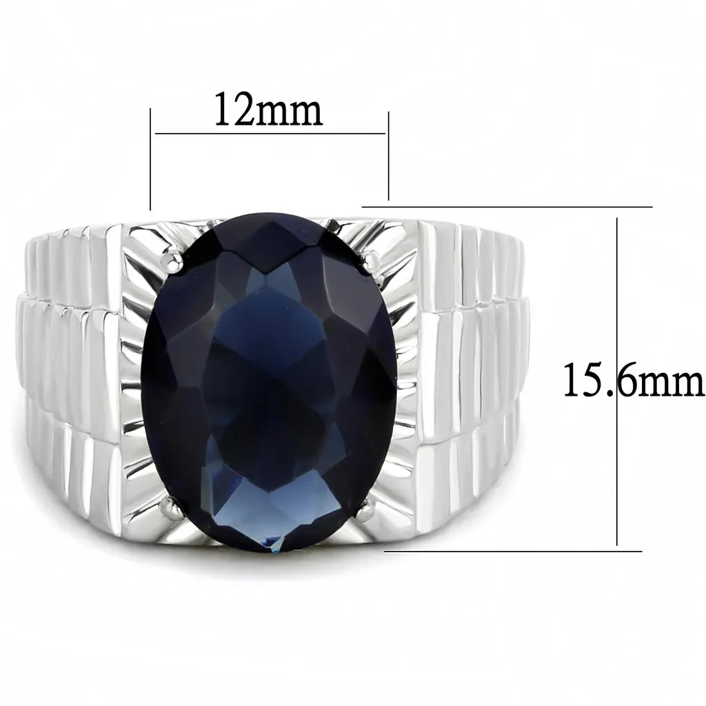 High polished (no plating) Stainless Steel Ring with Synthetic Synthetic Glass in Montana for Women Style TK3461