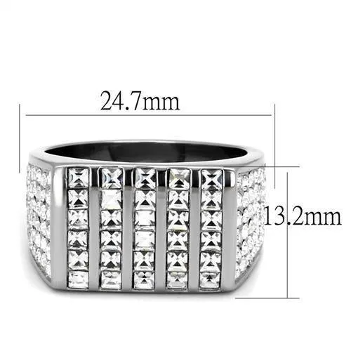 High polished (no plating) Stainless Steel Ring with Top Grade Crystal in Clear for Women Style TK2219