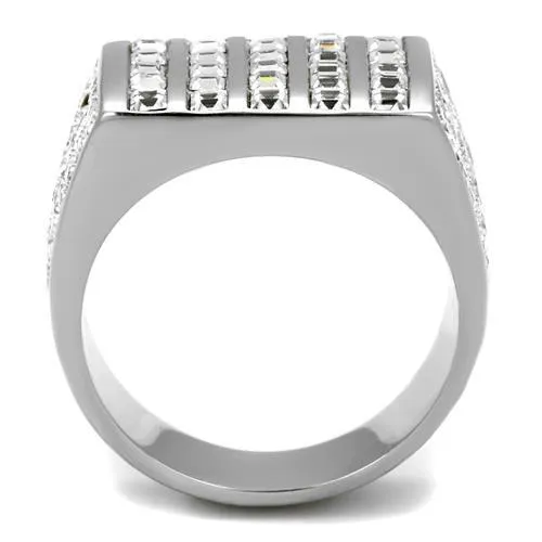 High polished (no plating) Stainless Steel Ring with Top Grade Crystal in Clear for Women Style TK2219