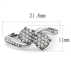 High polished (no plating) Stainless Steel Ring with Top Grade Crystal in Clear for Women Style TK3255