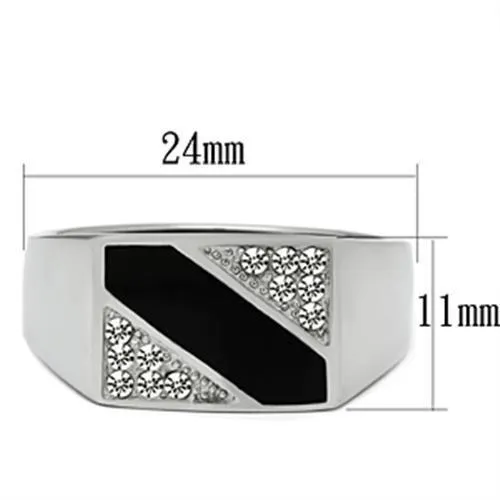 High polished (no plating) Stainless Steel Ring with Top Grade Crystal in Clear for Women Style TK387