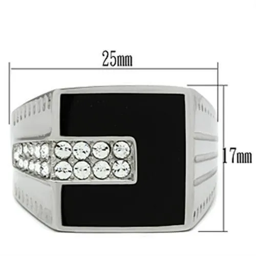 High polished (no plating) Stainless Steel Ring with Top Grade Crystal in Clear for Women Style TK388