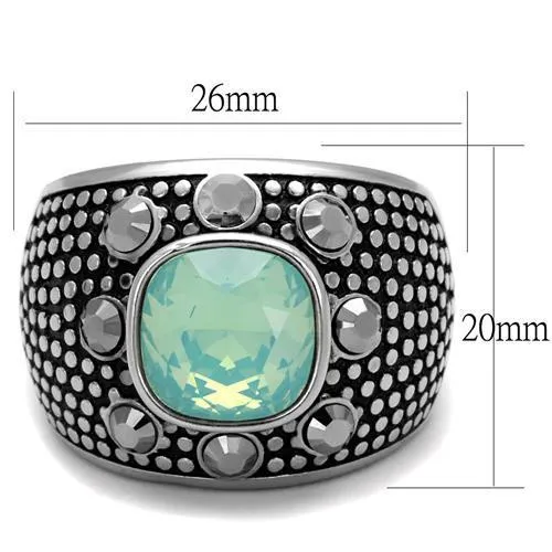 High polished (no plating) Stainless Steel Ring with Top Grade Crystal in Fireopal for Women Style TK2223