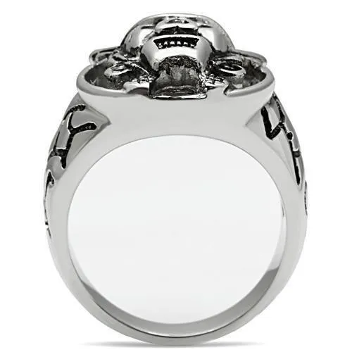 High polished (no plating) Stainless Steel Ring with Top Grade Crystal in Jet for Women Style TK502