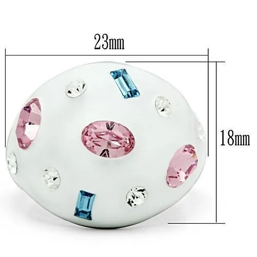 High polished (no plating) Stainless Steel Ring with Top Grade Crystal in Multi Color for Women Style TK512