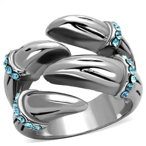 High polished (no plating) Stainless Steel Ring with Top Grade Crystal in Sapphire for Women Style TK1779