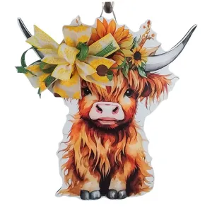 Highland Cow Door Hanger, Farmhouse-Style Home Decor, Unique Gift for Animal Lovers