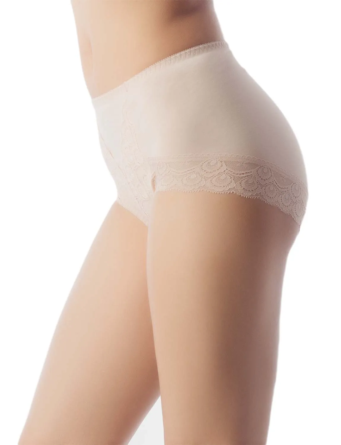 iB-iP Women's Soft Modals Comfort Lace V Shape High-cut High Waist Hipster Panties