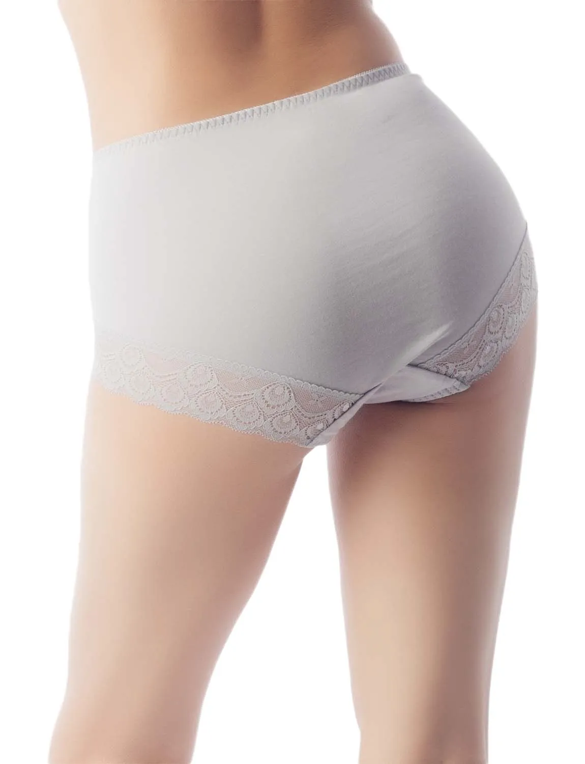 iB-iP Women's Soft Modals Comfort Lace V Shape High-cut High Waist Hipster Panties