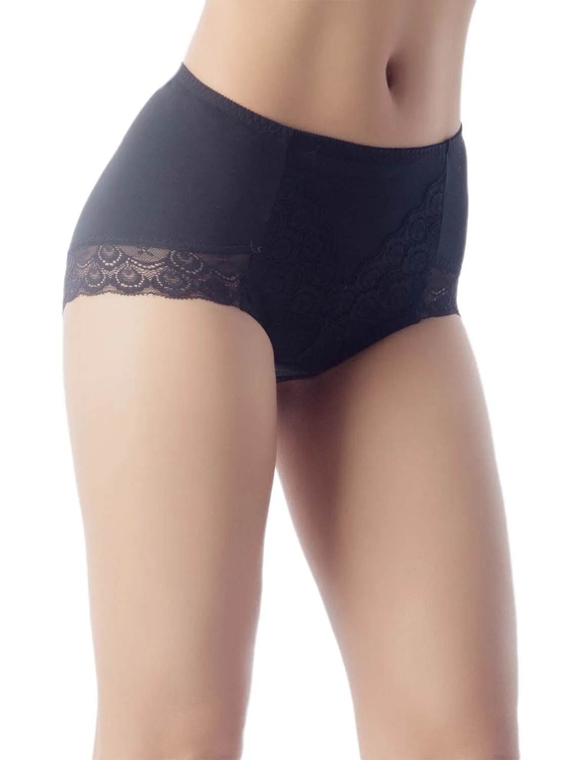 iB-iP Women's Soft Modals Comfort Lace V Shape High-cut High Waist Hipster Panties