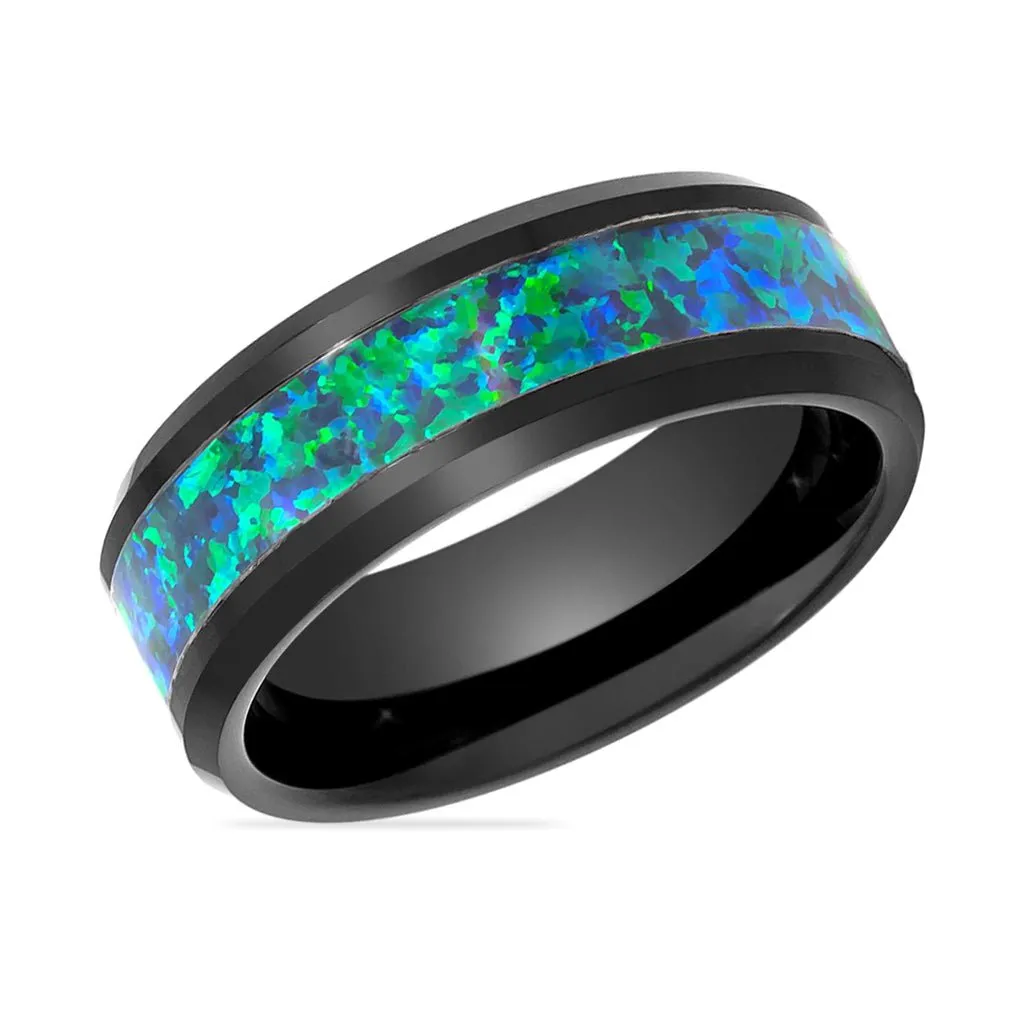 ICICLE | Tungsten Ring Emerald Green Opal Inlay