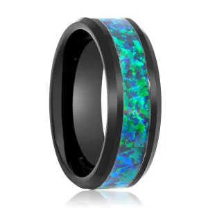 ICICLE | Tungsten Ring Emerald Green Opal Inlay