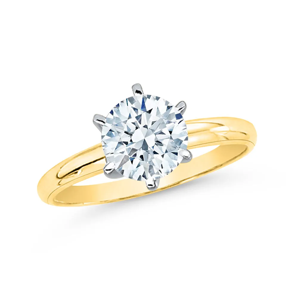 Elegant 14k Gold Engagement Ring with 2.37 ct. Round Brilliant Cut Lab-Grown Diamond, E - VVS2 Grade, IGI Certified