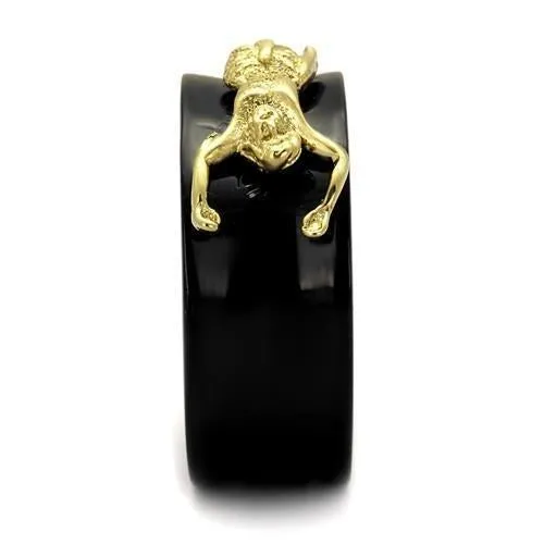 IP Gold  IP Black (Ion Plating) Stainless Steel Ring with No Stone for Women Style TK2240