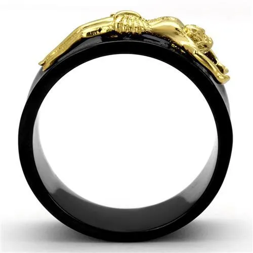 IP Gold  IP Black (Ion Plating) Stainless Steel Ring with No Stone for Women Style TK2240