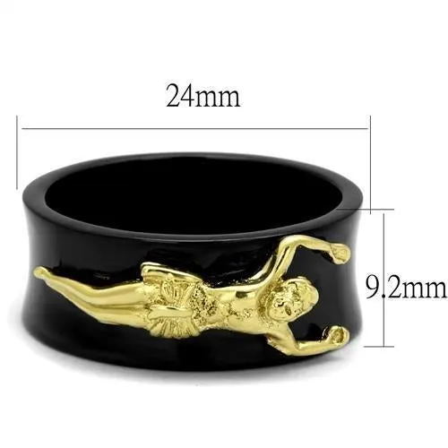 IP Gold  IP Black (Ion Plating) Stainless Steel Ring with No Stone for Women Style TK2240