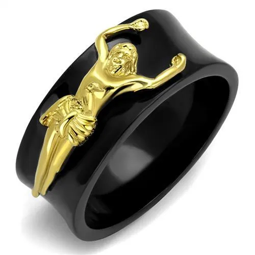 IP Gold  IP Black (Ion Plating) Stainless Steel Ring with No Stone for Women Style TK2240