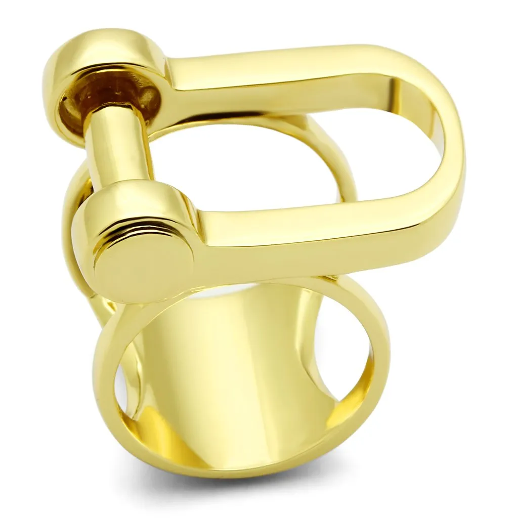 IP Gold(Ion Plating) Brass Ring with No Stone for Women Style GL280