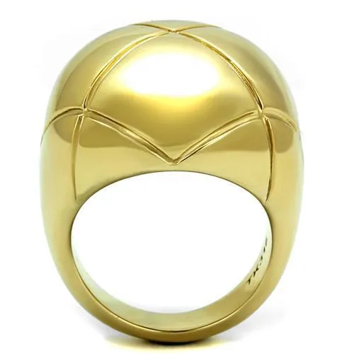 IP Gold(Ion Plating) Stainless Steel Ring with No Stone for Women Style TK2831