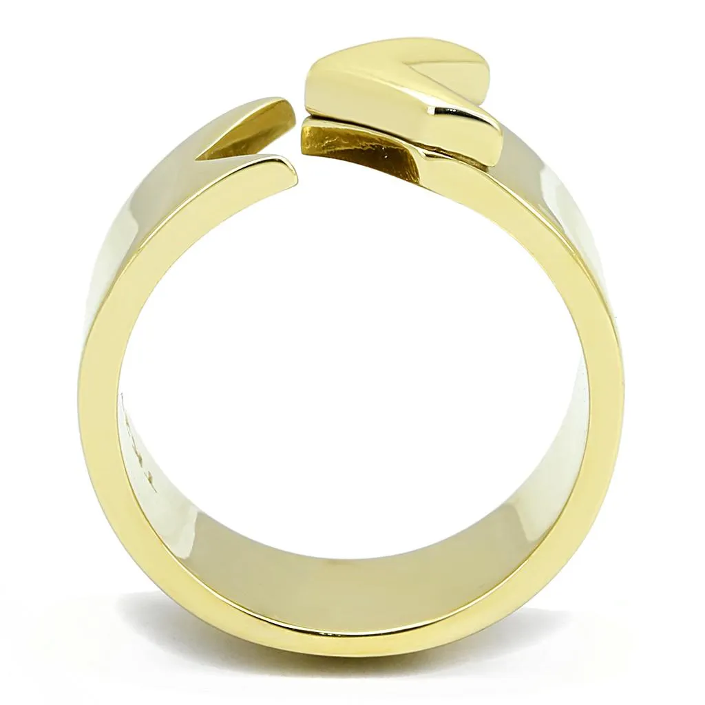 IP Gold(Ion Plating) Stainless Steel Ring with No Stone for Women Style TK3120