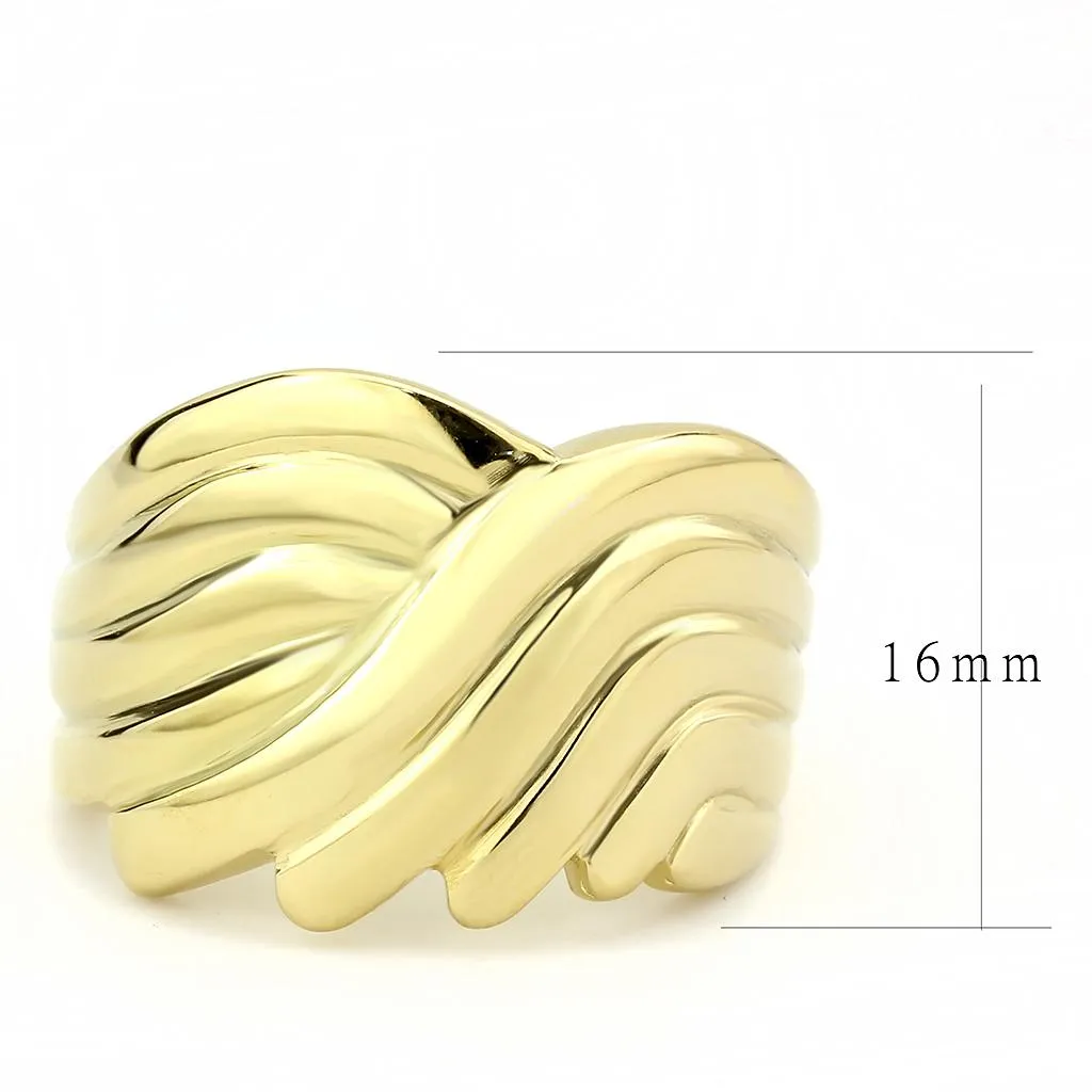 IP Gold(Ion Plating) Stainless Steel Ring with No Stone for Women Style TK3576