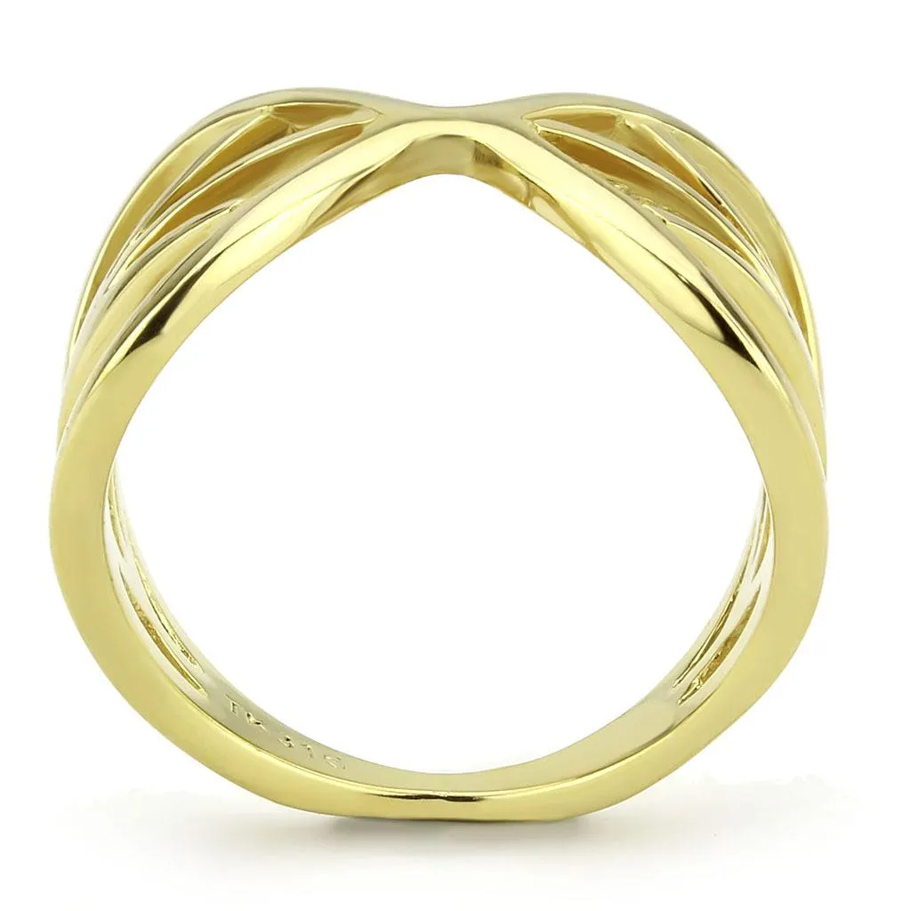 IP Gold(Ion Plating) Stainless Steel Ring with No Stone for Women Style TK3624