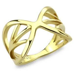 IP Gold(Ion Plating) Stainless Steel Ring with No Stone for Women Style TK3624